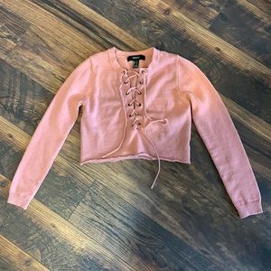 Lace-up Sweater Crop